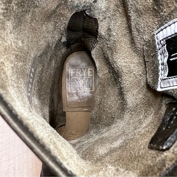 Frye Veronica Short Burnished Antique Gray Slouch Engineer Moto Boots - Picture 13 of 16